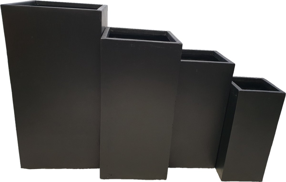 Plantenbak Fiberclay vierkant Galant 40x40x80 cm Zwart | Galant zwart
