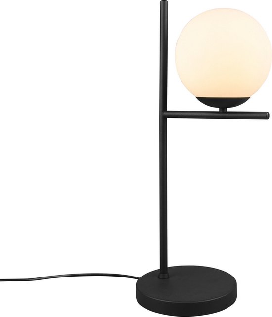 TRIO PURE - Tafellamp - Zwart mat - excl. 1x E14 28W - Wit glas