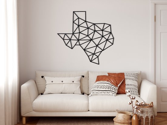 Wanddecoratie | Kaart van Texas / Texas Map | Metal - Wall Art | Muurdecoratie | Woonkamer | Buiten Decor |Zwart| 60x56cm