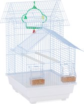 Bol.com Relaxdays vogelkooi zebravink - kleine kanariekooi met opvangbak - grasparkiet - transport aanbieding