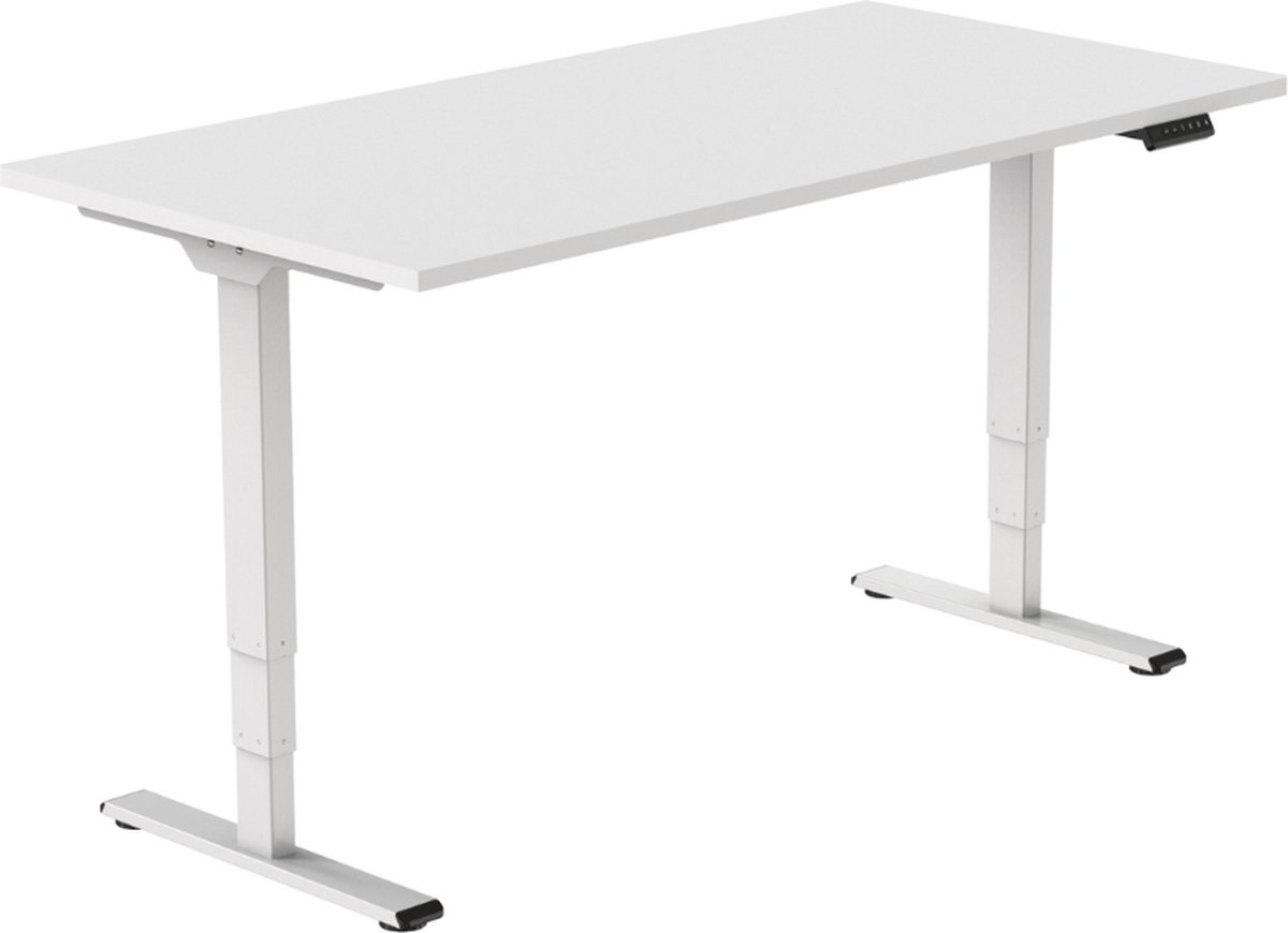 Office Hero® Elektrisch Zit Sta Bureau - Wit Frame Wit Blad - LED Display - In Hoogte Verstelbaar
