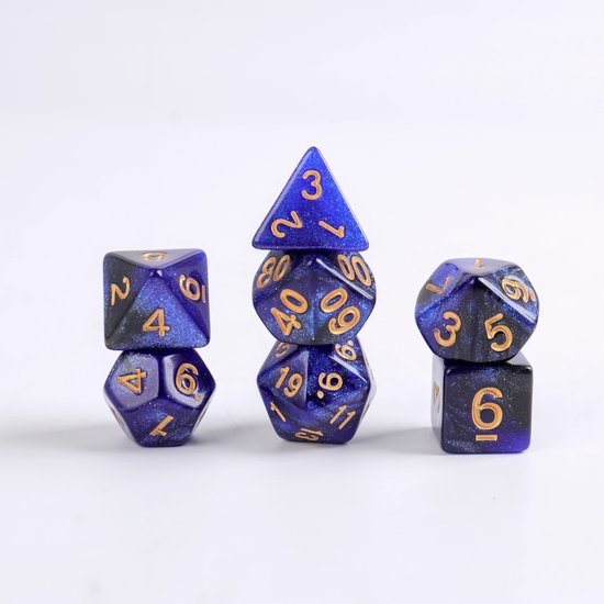 Afbeelding van het spel Lapi Toys - Dungeons and Dragons dobbelstenen - D&D dobbelstenen - D&D polydice - 1 set (7 stuks) - Acryl - Blauw