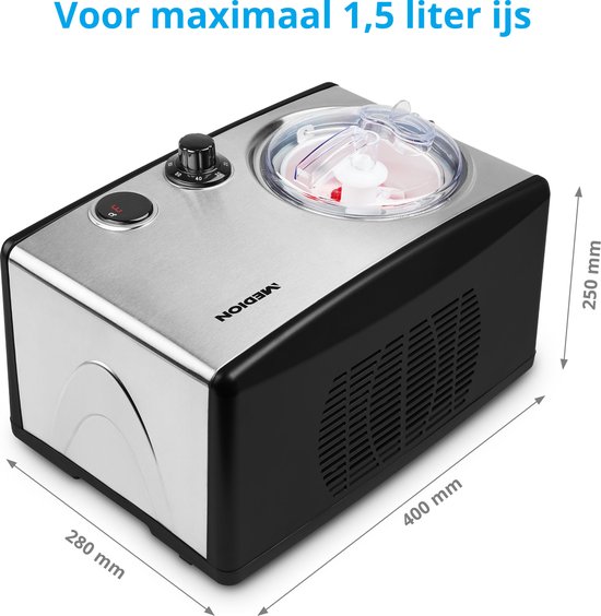 MEDION Ijsmachine met geïntegreerde compressor (ijsmaker & Yoghurtijsmaker, bevroren yoghurtmachine, 1,5 liter, 150 watt, MD 18387) van Medion — afbeelding 4