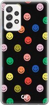 Hoesje geschikt voor Samsung Galaxy A52 5G - Retro Smileys - Emoji - Zwart - Soft Case Telefoonhoesje - TPU Back Cover - Casevibes