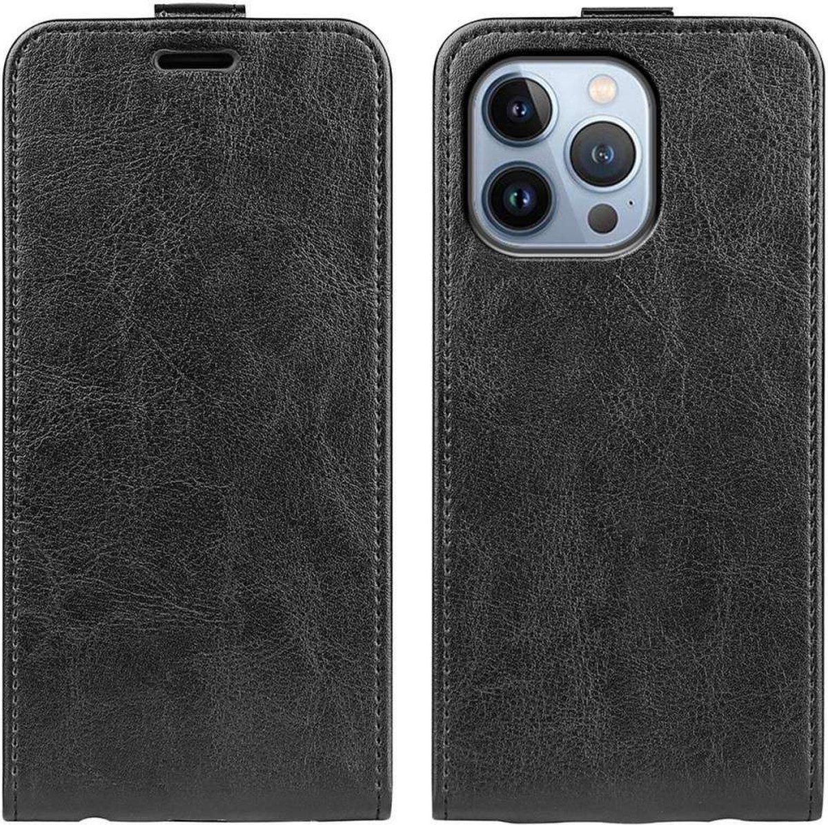 Just in Case hoesje geschikt voor iPhone 14 Pro Max - Flip Case met Pasjeshouder - Zwart
