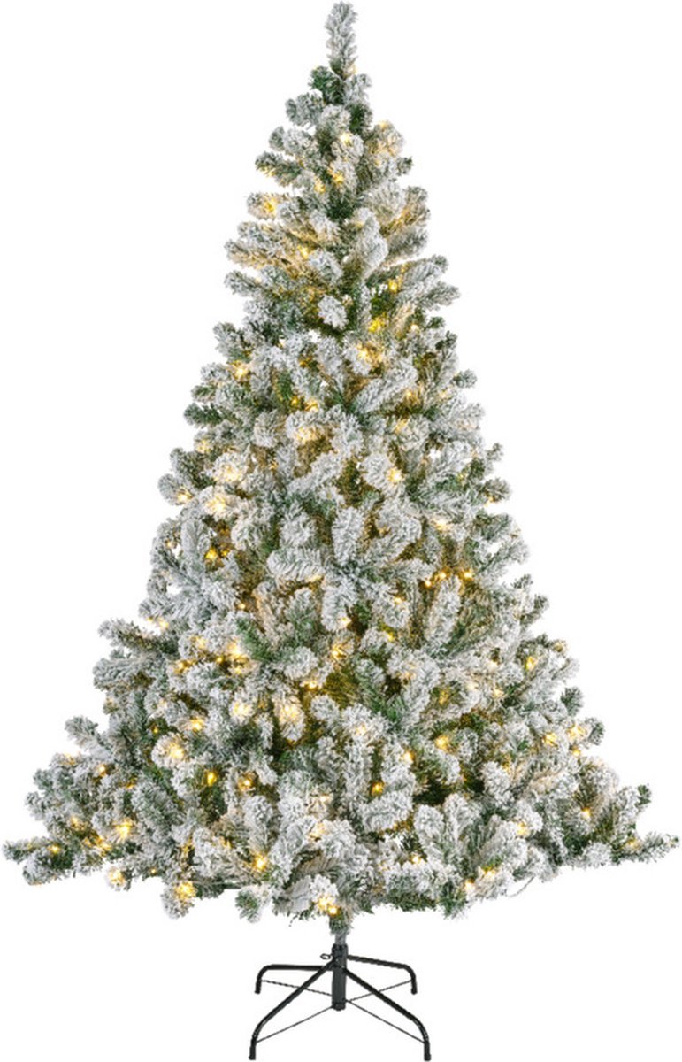 Everlands Imperial pine kunstboom 210 cm sneeuw en verlichting kerstbomen bol