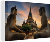 Canvas schilderij - Buddha - Tempel - Boeddha beelden - Spiritualiteit - Schilderijen woonkamer - Foto op canvas - Canvas doek - 60x40 cm - Wanddecoratie