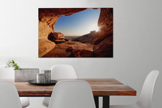 Tableau sur toile - Toile sur toile - Grotte - Désert - Nature - Soleil - Décoration murale - 90x60 cm - Toile - Salon