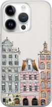 Leuke Telefoonhoesjes - Hoesje geschikt voor iPhone 14 Pro - Grachtenpandjes - Soft case - TPU - Print / Illustratie - Multi
