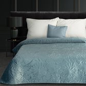 Oneiro’s luxe SALVIA Type 1 Beddensprei Blauw - 220x240 cm – bedsprei 2 persoons - beige – beddengoed – slaapkamer – spreien – dekens – wonen – slapen