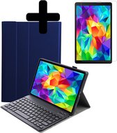 Hoes Geschikt voor Samsung Galaxy Tab A 10.1 2019 Hoes Keyboard Cover Toetsenbord Hoesje Met Screenprotector - Hoesje Geschikt voor Samsung Tab A 10.1 (2019) Toetsenbord Hoes - Donkerblauw