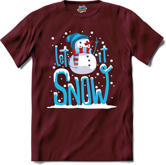 Let it snow - T-Shirt - Heren - Burgundy - Maat S