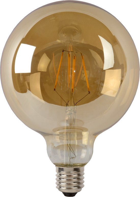 Lucide G125 - Lampe à incandescence - Ø 12,5 cm - LED Dim. - E27 - 1x8W 2700K - Ambre
