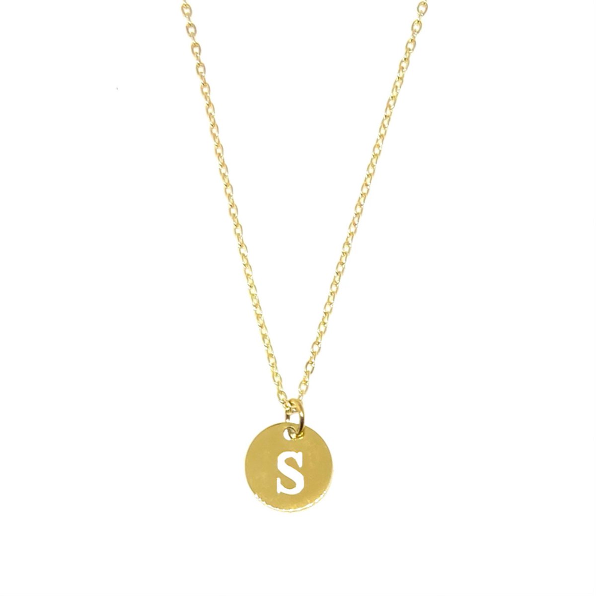 Letter ketting coin - initiaal S - goud