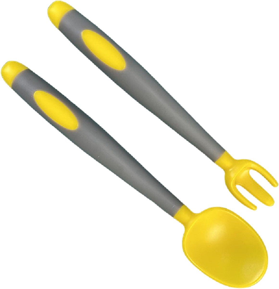 Goedkoopste LuxeBass Baby Bestek | Lepel en Vork | Siliconen | Geel