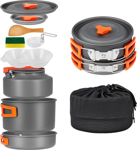 Vente chaude Portable Camping En Plein Air Batterie De Cuisine Pique-Nique Pot P