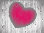 Fotobehangkoning - Behang - Vliesbehang - Fotobehang - Love actually - Hart - Hartje op Houten Planken Achtergrond - 350 x 270 cm