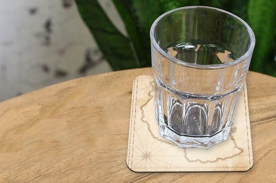 Sous- Sous-verres pour verres - une carte antique avec la Tanzanie dessus - 10x10 cm - 6 pièces
