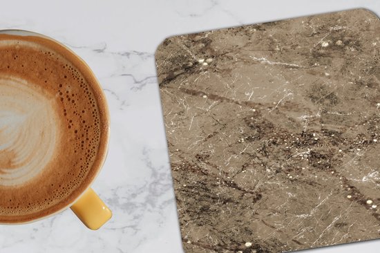 Sous-verres -verres - Marbre - Marron - Glitter - 10x10 cm - 6 pièces