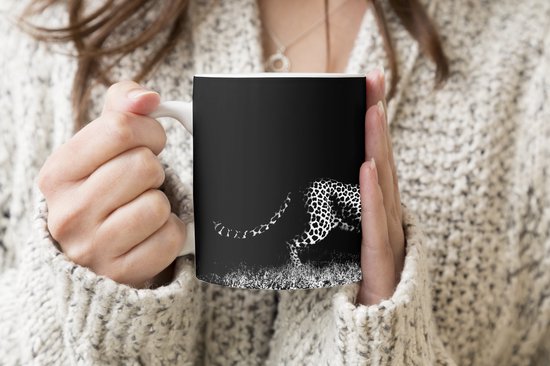 Mug - Mug à Café - Animaux Sauvages - Léopard - Herbe - Zwart - Wit - Mugs - 350 ML - Tasse - Mugs à Café - Mug à Thé