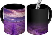 Magische Mok - Foto op Warmte Mokken - Koffiemok - Lavendel - Paars - Bloemen - Veld - Magic Mok - Beker - 350 ML - Theemok