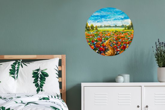 WallCircle - Cercle mural - Cercle mural - Peinture à l'huile - Fleurs - Nature - Arbres - Ciel - Décoration murale ronde - Peinture ronde - Plastique - 60x60 cm - Décoration murale
