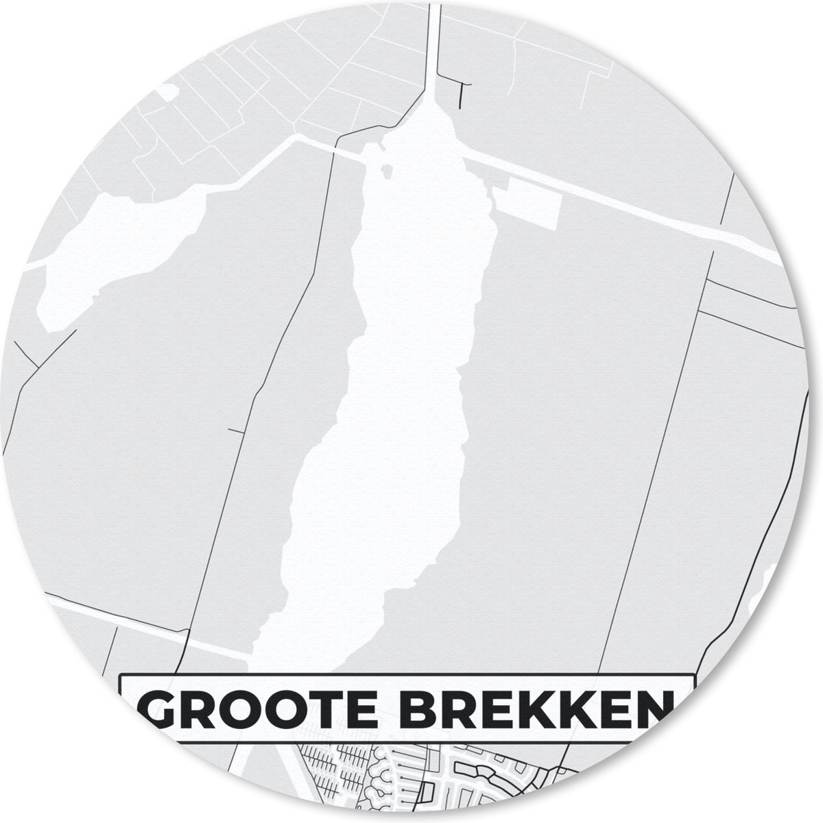 Muismat rond 20x20 cm - Mousepad Groote brekken - Water - Stadskaart - Plattegrond - Nederland - Ronde muismatten - Stadskaart