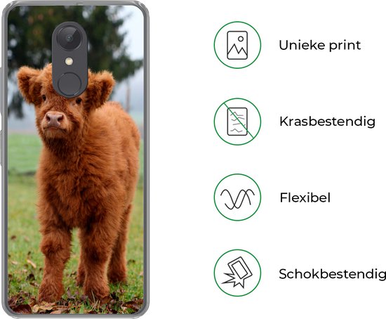 Coque de téléphone compatible avec Xiaomi Redmi 5 - Highlander écossais - Veau - Herbe - Coque en Siliconen