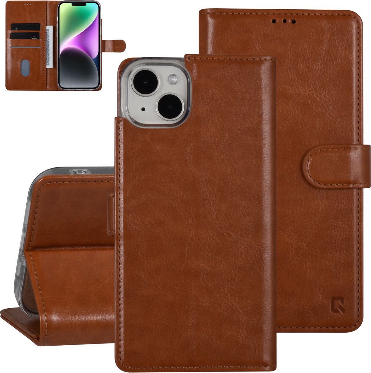 UNIQ Accessory: Premium Bruin Pu Leer Book Case Telefoonhoesje voor Apple iPhone 14 Plus, Bescherm je Telefoon!