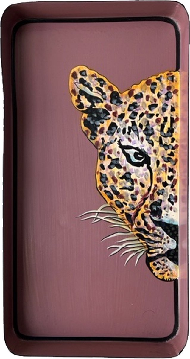 Dienblad Fauna Les Ottomans handbeschilderd - Panther links