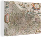 Canvas Schilderij Landkaart van Nederland - 80x60 cm - Wanddecoratie