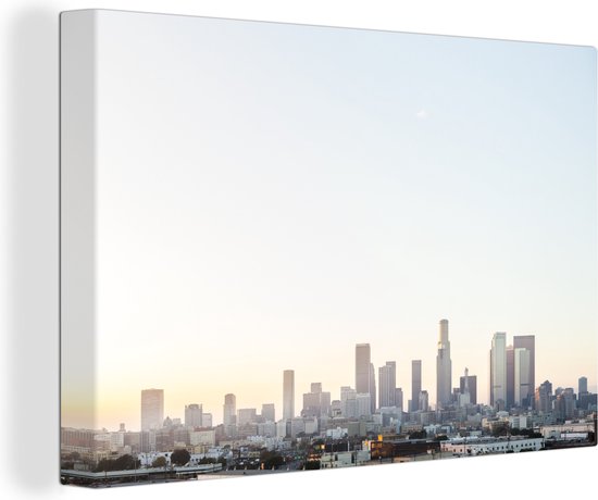 Los Angeles Skyline bij heldere lucht Canvas 120x80 cm - Foto print op Canvas schilderij (Wanddecoratie)