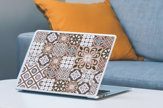 Sticker ordinateur portable - 15,6 pouces - Motifs - Vintage - Marron - Fleurs - formes