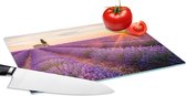 Glazen Snijplank - 28x20 - Lavendel - Zonsondergang - Bloemen - Paars - Snijplanken Glas