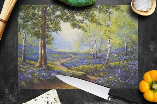 Planche à découper en Verres - 39x28 - Peinture - Nature - Forêt - Fleurs - Peinture à l'huile - Planches à découper en Glas