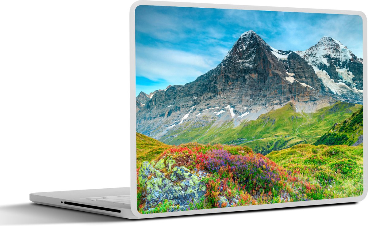 Laptop sticker - 17.3 inch - Bloemenweide in de Zwitserse Alpen - 40x30cm - Laptopstickers - Laptop skin - Cover