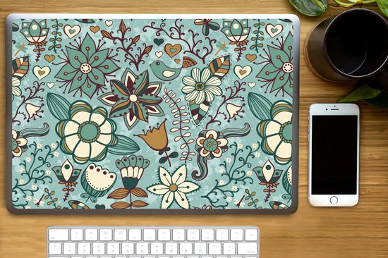 Laptop sticker - 17.3 inch - Bohemian - Winter - Bloemen - Patroon - 40x30cm - Laptopstickers - Laptop skin - Cover - Kerst - Cadeau - Kerstcadeau voor mannen en voor vrouwen