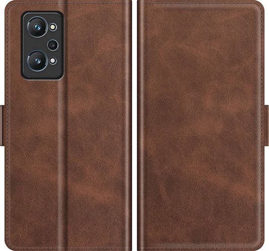 Mobigear Slim Magnet Bookcase Case - Convient pour Realme GT Neo 3T - Étui pour téléphone portable - Marron