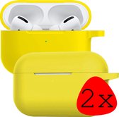 Case Geschikt voor Airpods Pro Hoesje Siliconen Hoes Cover - Hoes Geschikt voor Apple Airpods Pro Case Siliconen - Geel - 2 Stuks