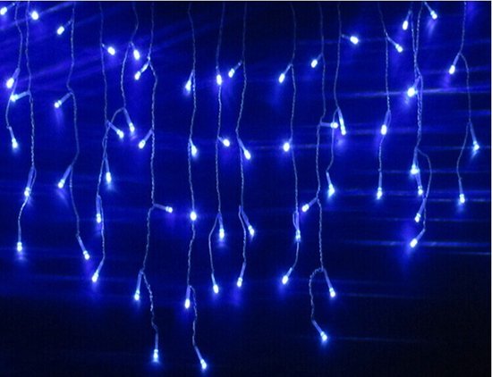 Kerstverlichting Gordijn 4 x 0,8 Meter - Blauw - LED - Voor Buiten