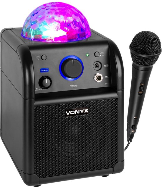 Vonyx SBS55B Enceinte Karaoké avec Deux Microphones - Noir