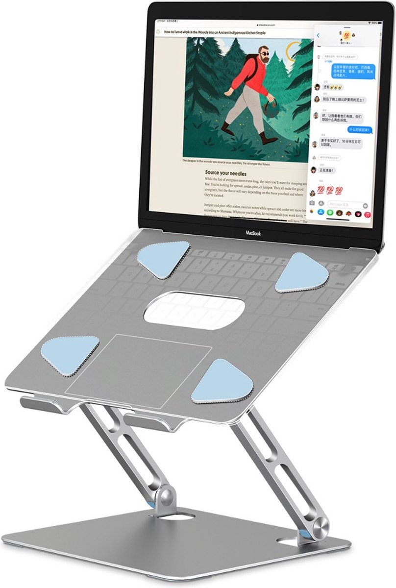 Laptop standaard – aluminium – 24,2 x 21,5 x 5,7 cm – voor 10 tot 17 inch laptops