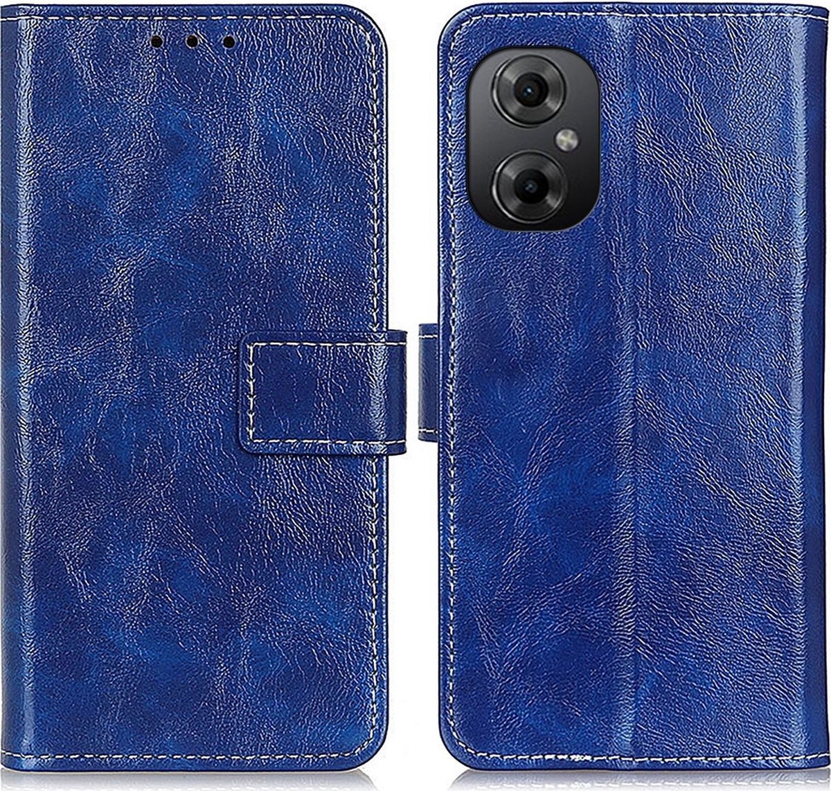 Mobigear Telefoonhoesje geschikt voor POCO M5 Hoesje | Mobigear Basic Bookcase Portemonnee | Pasjeshouder voor 3 Pasjes | Telefoonhoesje voor Pinpas / OV Kaart / Rijbewijs - Blauw