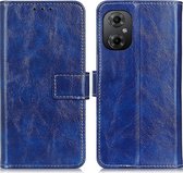 Mobigear Telefoonhoesje geschikt voor POCO M5 Hoesje | Mobigear Basic Bookcase Portemonnee | Pasjeshouder voor 3 Pasjes | Telefoonhoesje voor Pinpas / OV Kaart / Rijbewijs - Blauw