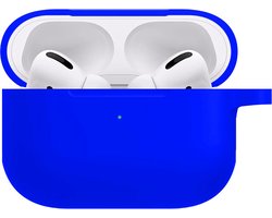 Hoesje - Geschikt voor Apple AirPods Pro 2 - met Clip - Siliconen Hoes - Silicone Case Cover - Blauw