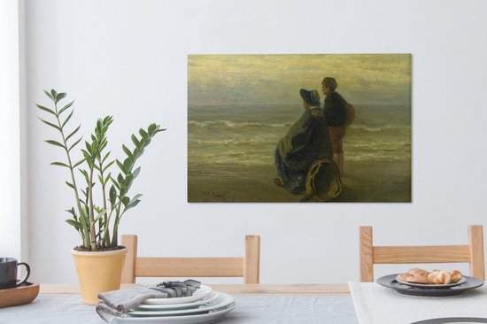 Tableau sur toile Mère et enfant à la mer - tableau de Jozef Israëls - 90x60 cm - Décoration murale
