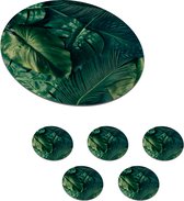 Onderzetters voor glazen - Rond - Bladeren - Tropisch - Patroon - Jongens - Meisjes - Kinderen - Kind - 10x10 cm - Glasonderzetters - 6 stuks