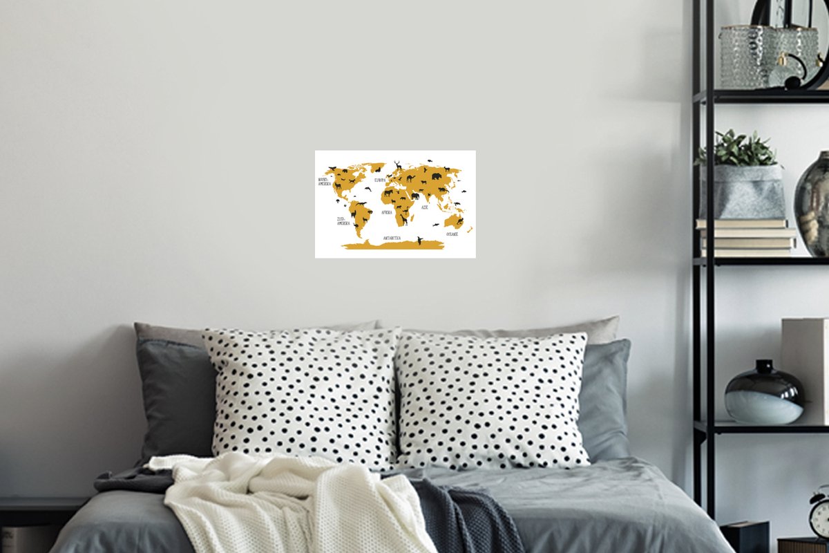 Muursticker Cartes du monde du monde - Carte du monde puzzle photo Kinder -  60x40 cm 