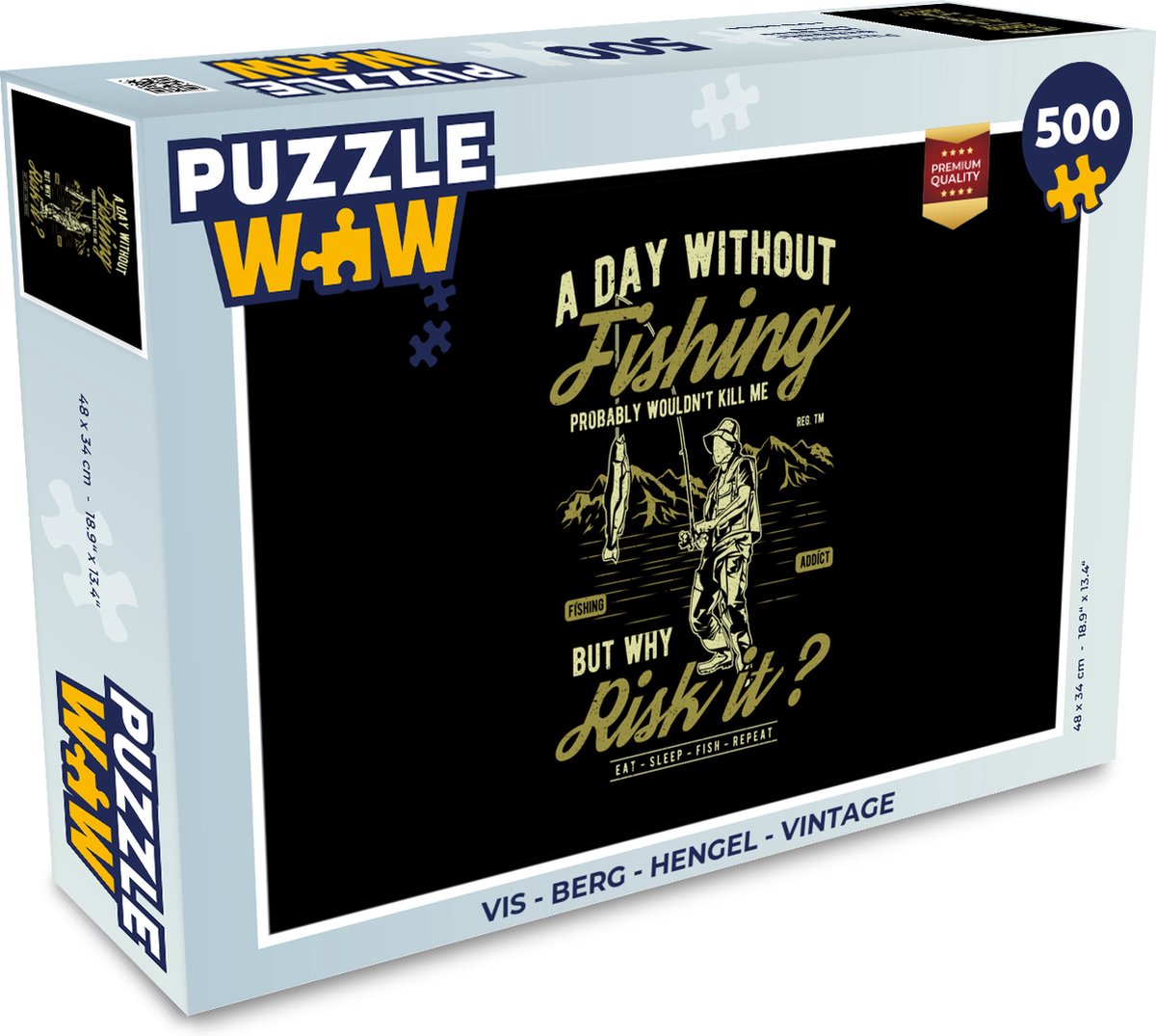Puzzel Vis - Berg - Hengel - Vintage - Legpuzzel - Puzzel 500 stukjes
