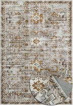Tapis Oriental Vintage - Doux - Tapis Lavable en Machine - Antidérapant - Fibres de Polyester Premium - Beige - 120cm x 160cm